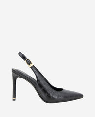 Quinnly Black Croco Slingback Stiletto Heel | Kenneth Cole | Kenneth Cole BLACK CROCO