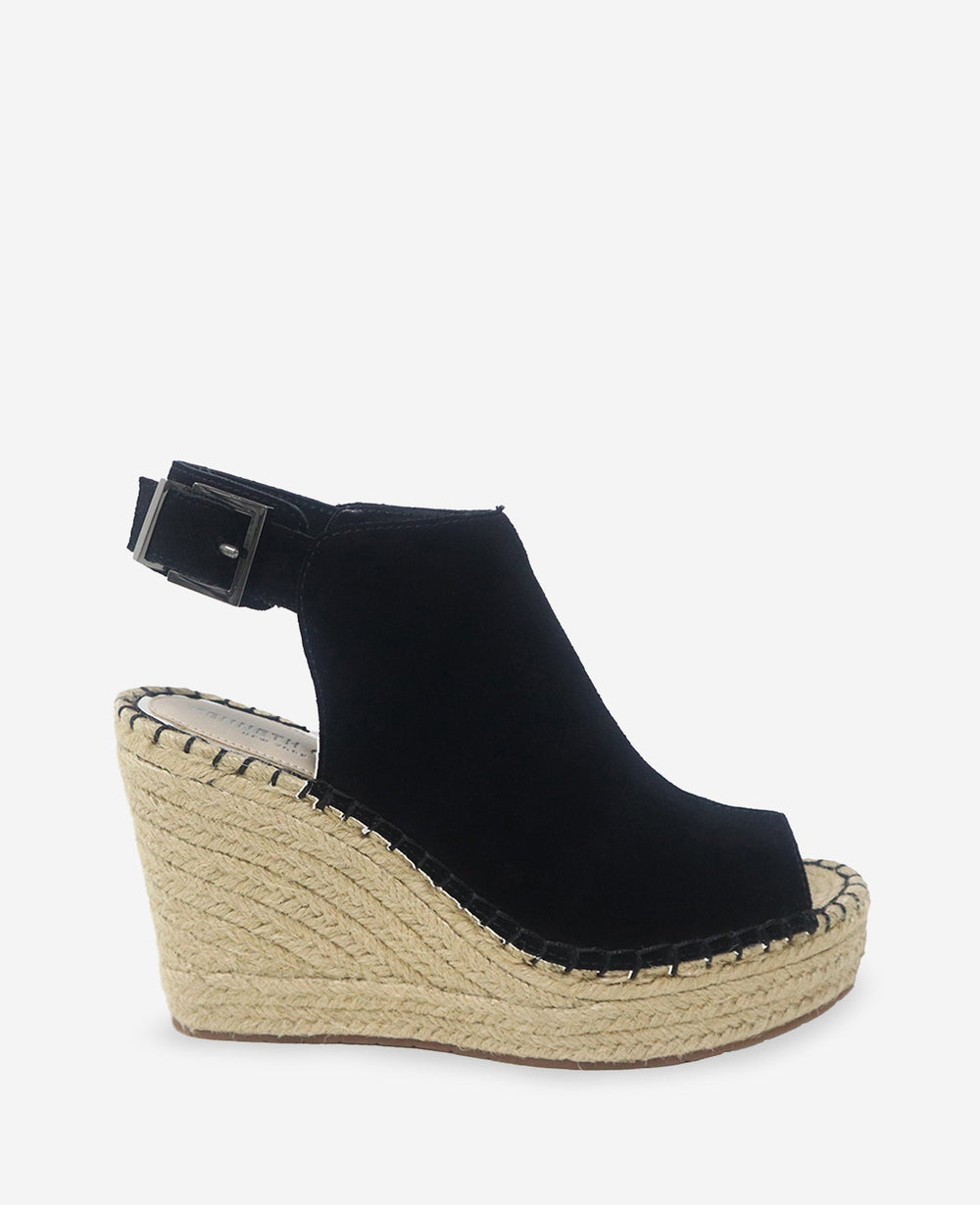 Olivia Suede Espadrille Wedge Sandal | Kenneth Cole BLACK SUEDE