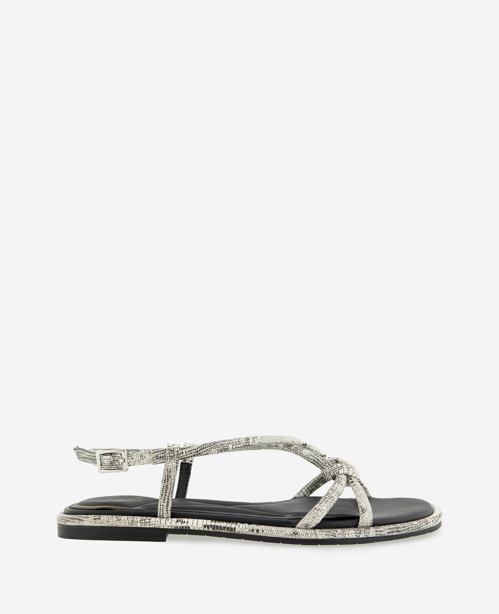 Paria Embossed Knot Detail Sandal | Kenneth Cole WHITE BLACK LIZARD