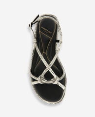 Paria Embossed Knot Detail Sandal | Kenneth Cole WHITE BLACK LIZARD