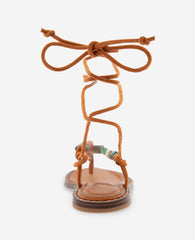 Santiago Suede Stone Embellished Wrap Around Sandal | Kenneth Cole PECAN