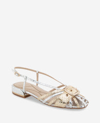 Farrah Snake-Print Slingback Sandal – 1″ Heel | Kenneth Cole | Kenneth Cole SILVER/GOLD METALLIC