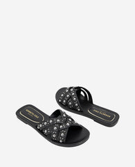 Jula Flat Sandal | Kenneth Cole BLACK RAFFIA