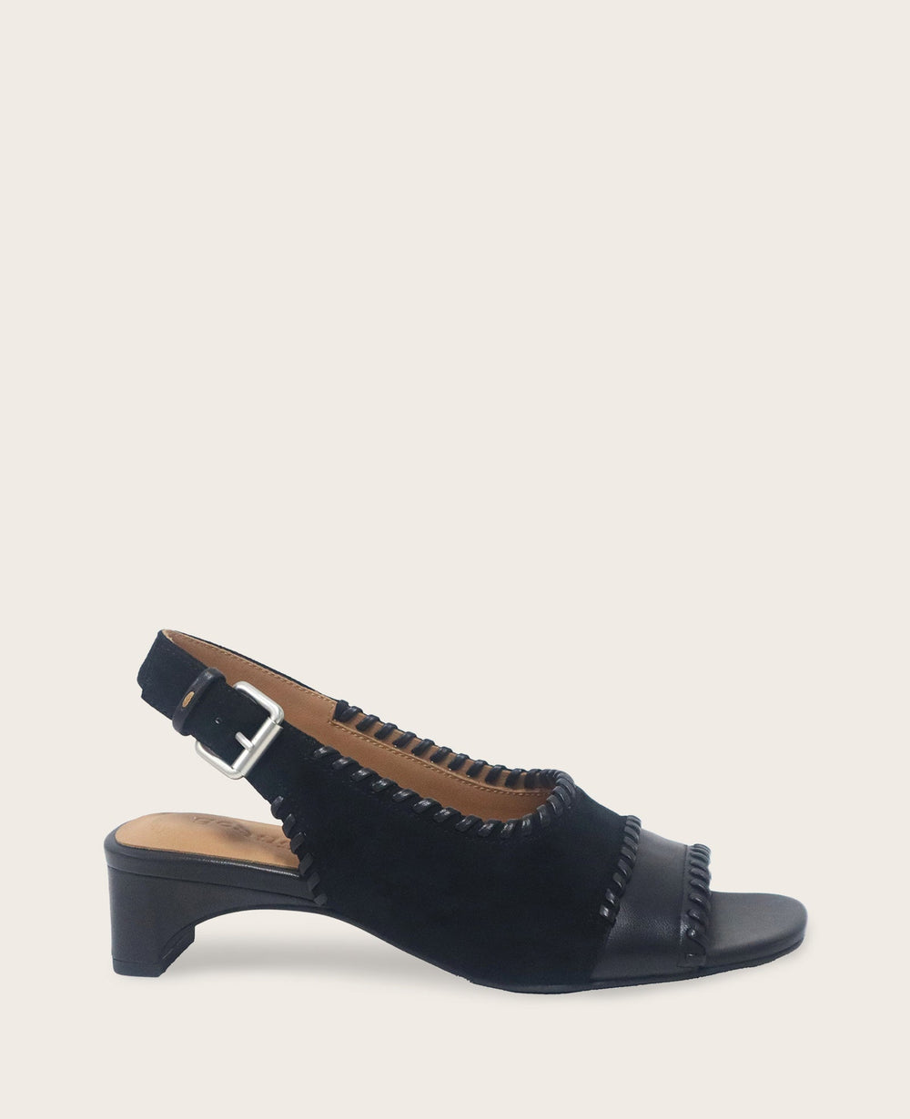 GENTLE SOULS - Samarra Suede Braided Detail Slingback Heel | Kenneth Cole BLACK SUEDE