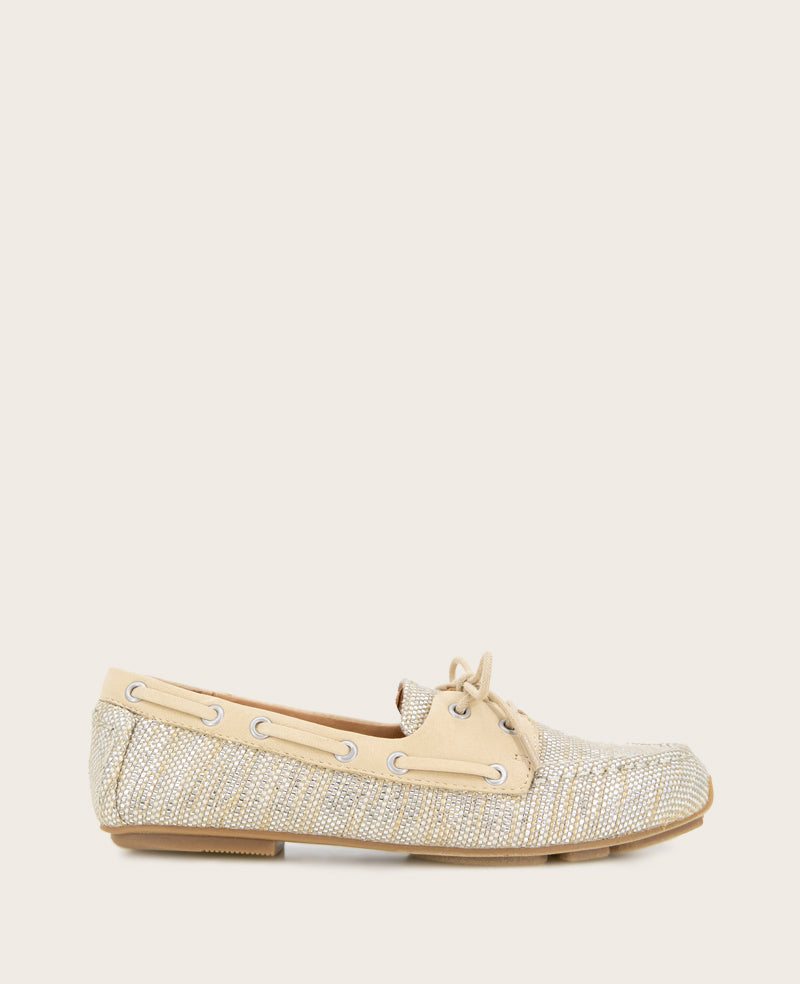 Shop Gentle Souls Marina Metallic Boat Shoe | Kenneth Cole | Kenneth Cole LIGHT GOLD FABRIC