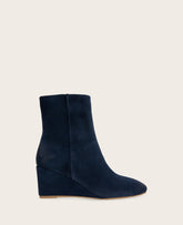 GENTLE SOULS - Nash Suede Side Zip Wedge Bootie | Kenneth Cole NAVY SUEDE
