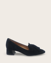 Shop Women's Glova Suede Tassel Heel, Black | Gentle Souls | Kenneth Cole BLACK SUEDE