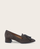 Glova Embossed Suede Tassel Heel – Chocolate | Gentle Souls | Kenneth Cole CHOCOLATE SUEDE