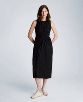 Poplin Asymmetrical Ruched Midi Dress | Kenneth Cole BLACK