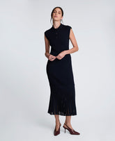 Polo Neck Sweater Dress with Sheer Hem Inserts | Kenneth Cole DARK NAVY