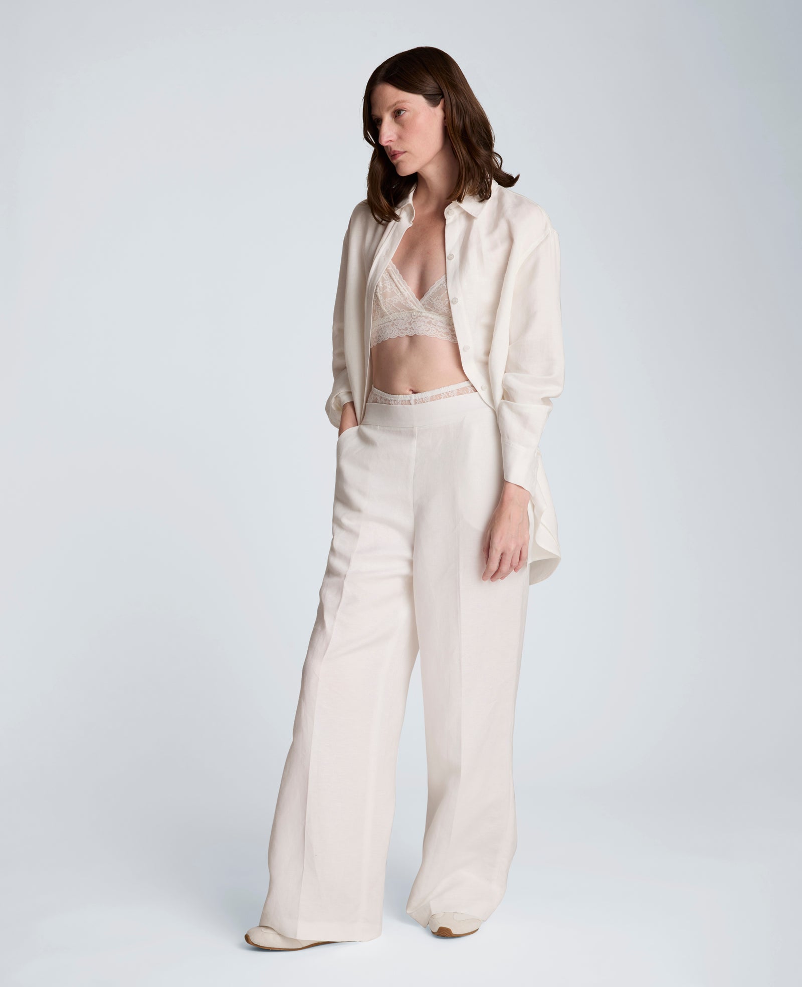 Pull On Wide Leg Linen Pant | Kenneth Cole PURE WHITE