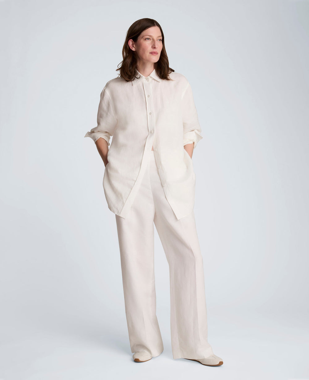 Pull On Wide Leg Linen Pant | Kenneth Cole PURE WHITE