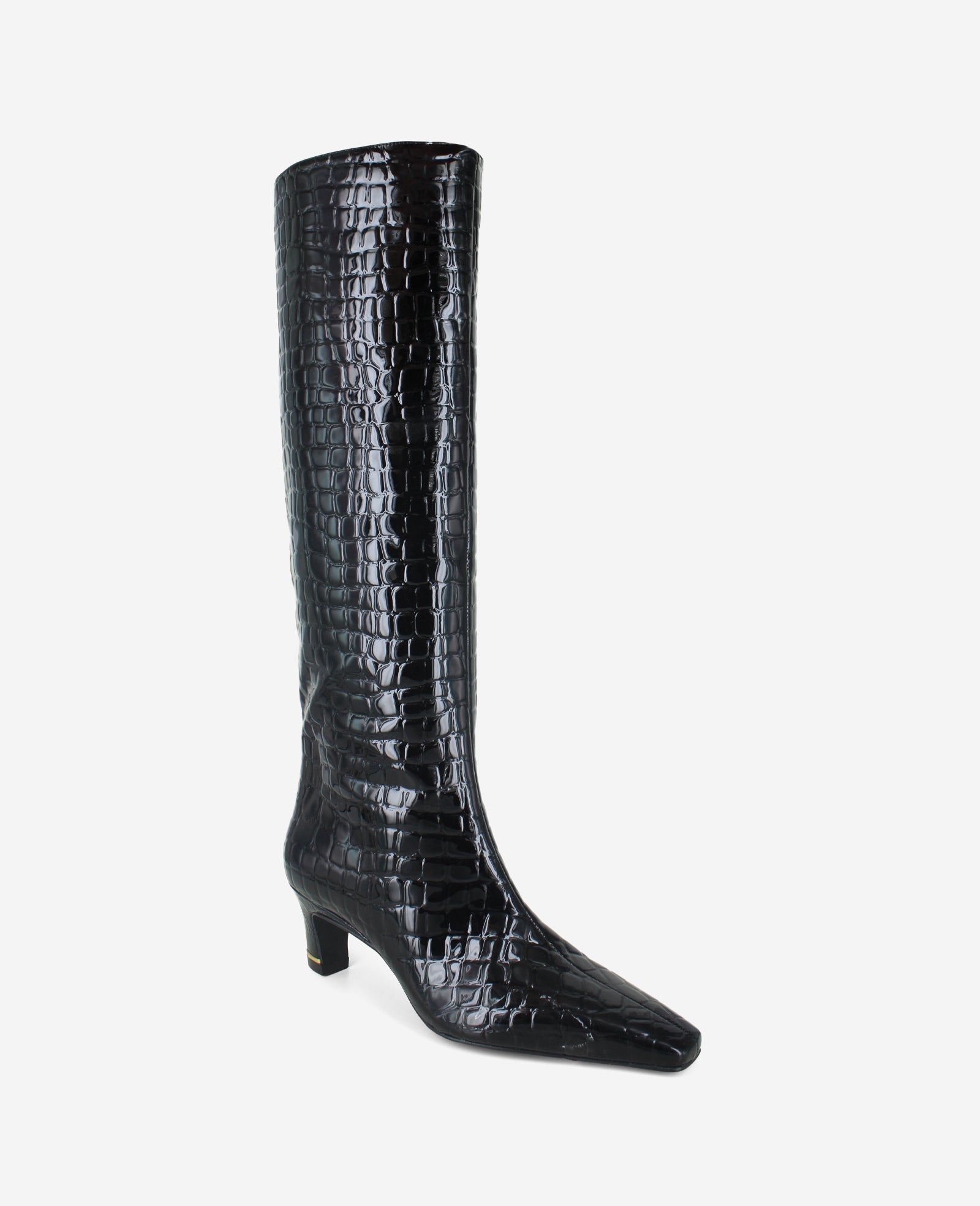 Shop Rubia Black Croco Patent Tall Heel Boot | Kenneth Cole | Kenneth Cole BLACK CROCO