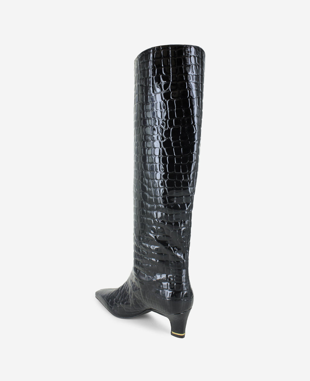 Shop Rubia Black Croco Patent Tall Heel Boot | Kenneth Cole | Kenneth Cole BLACK CROCO