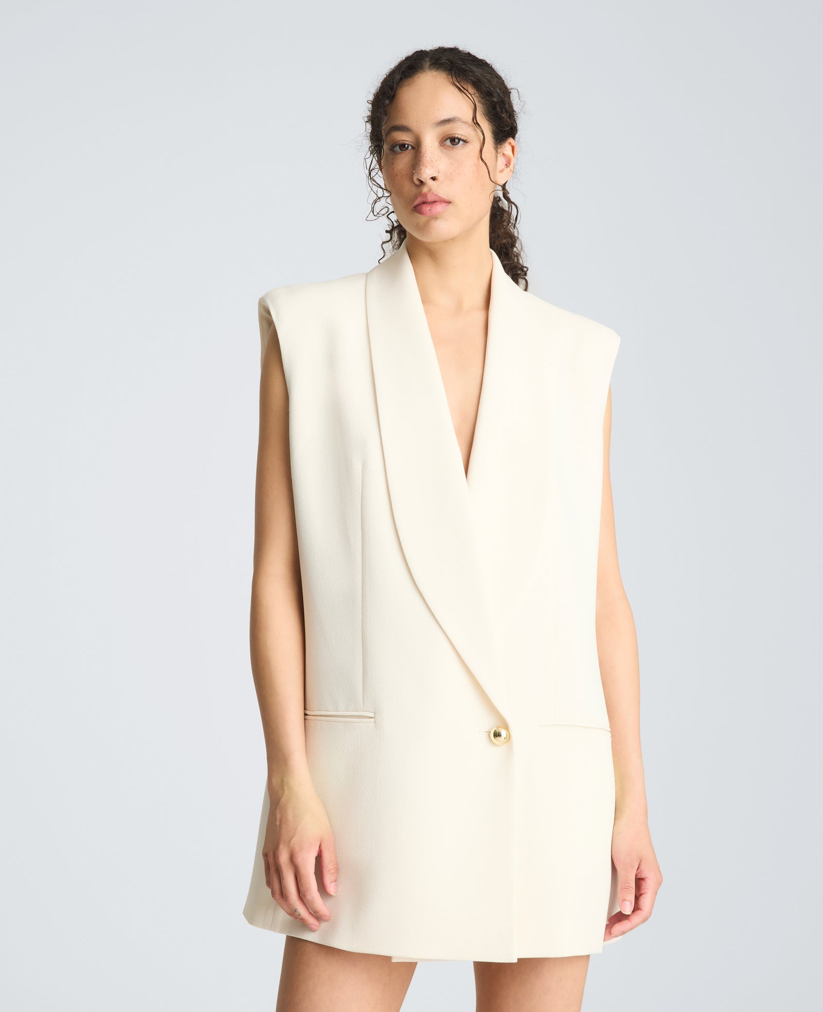 Vest Mini Dress with Shawl Collar | Kenneth Cole OYSTER