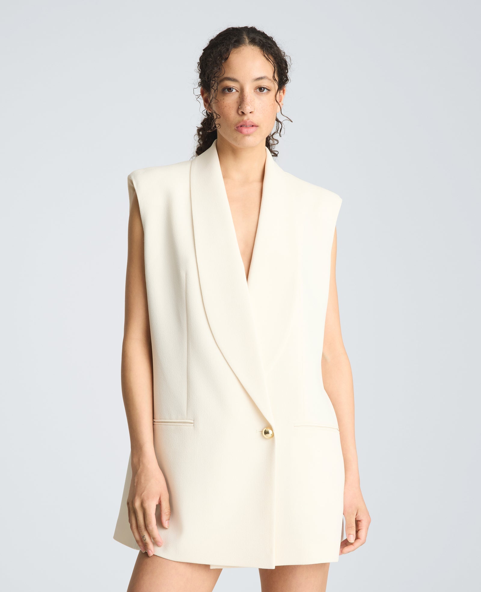 Vest Mini Dress with Shawl Collar | Kenneth Cole OYSTER