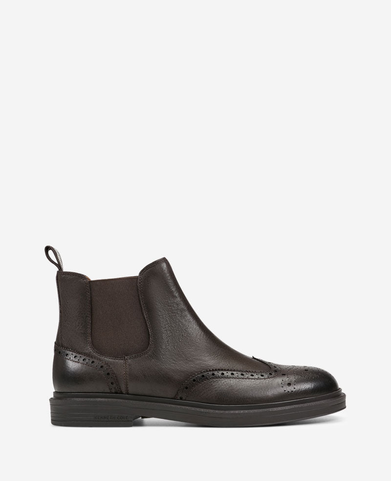 Frank Double Gore Wingtip Chelsea Boot | Kenneth Cole MOCHA LEATHER