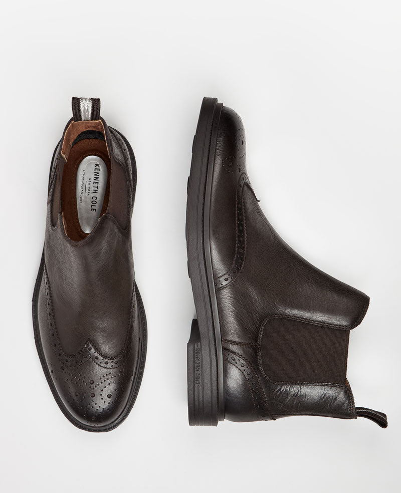 Frank Double Gore Wingtip Chelsea Boot | Kenneth Cole MOCHA LEATHER