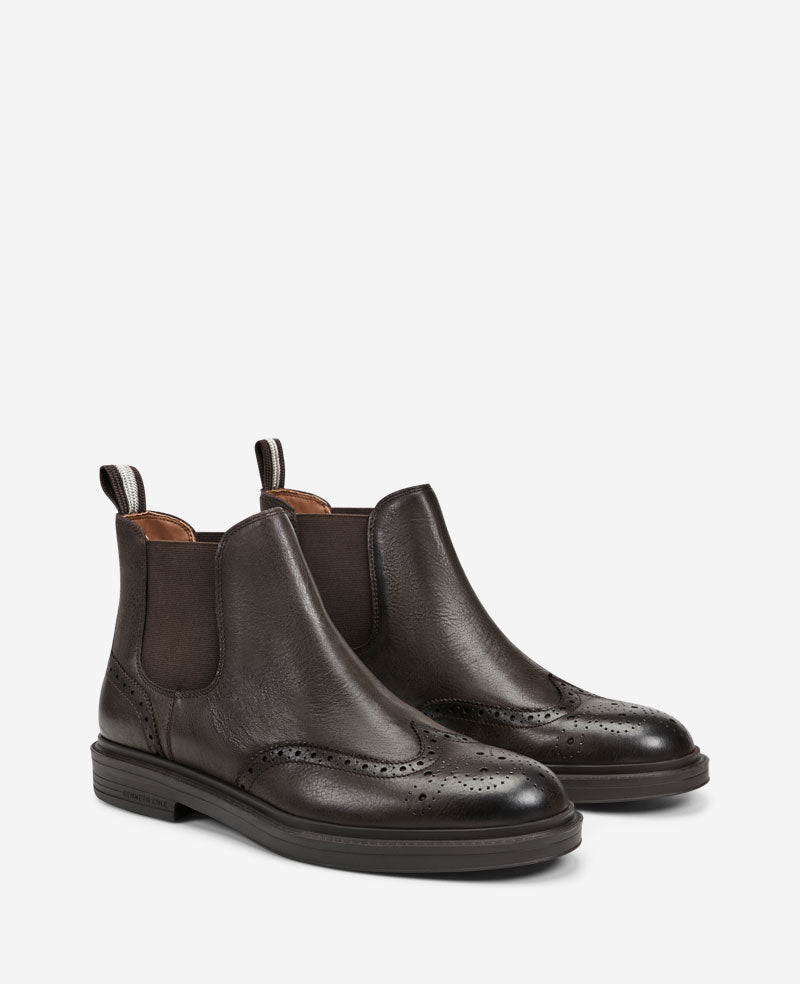 Frank Double Gore Wingtip Chelsea Boot | Kenneth Cole MOCHA LEATHER