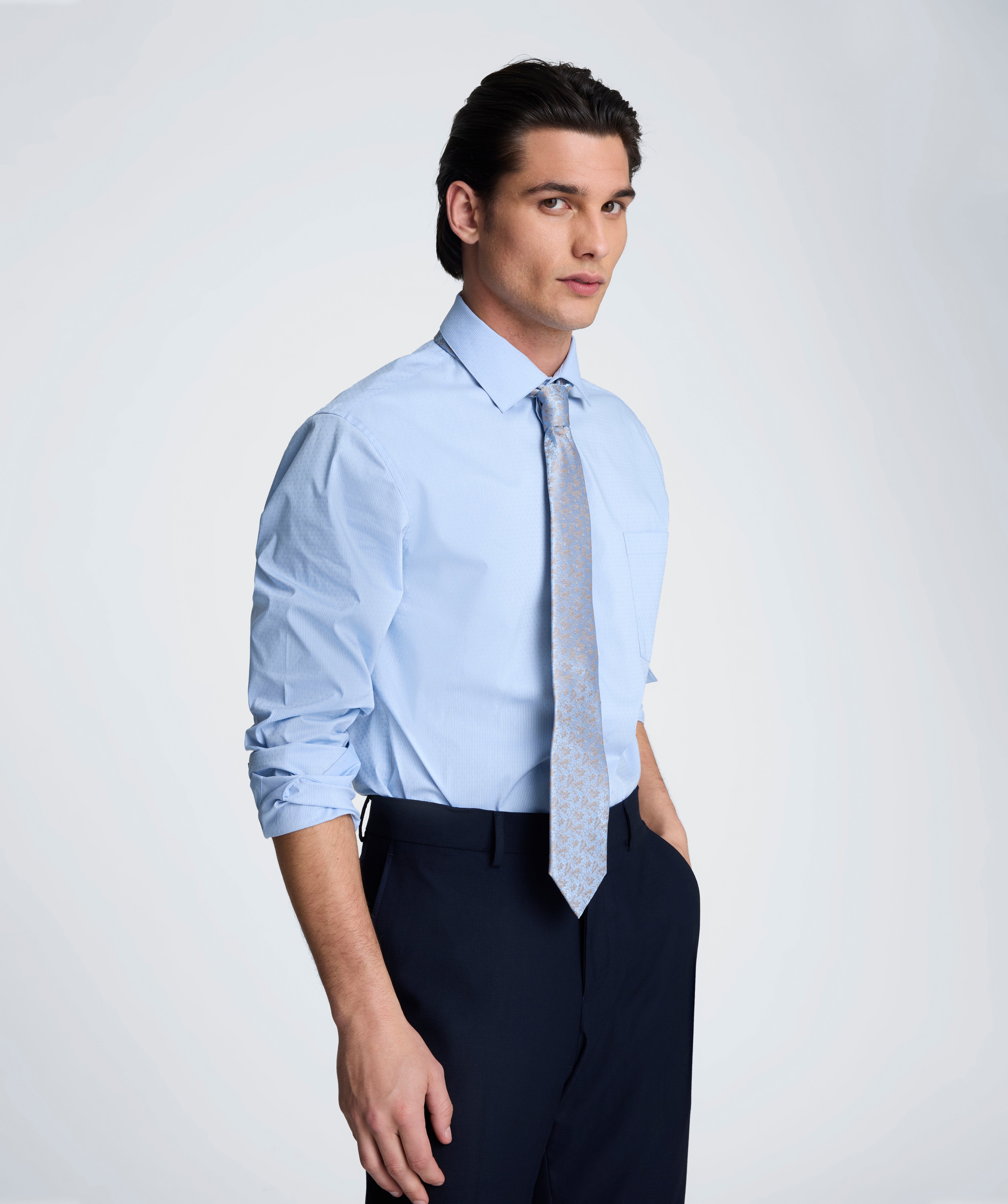 REACTION - Slim Fit Flex Stretch Dress Shirt | Kenneth Cole BLUE STRIPE