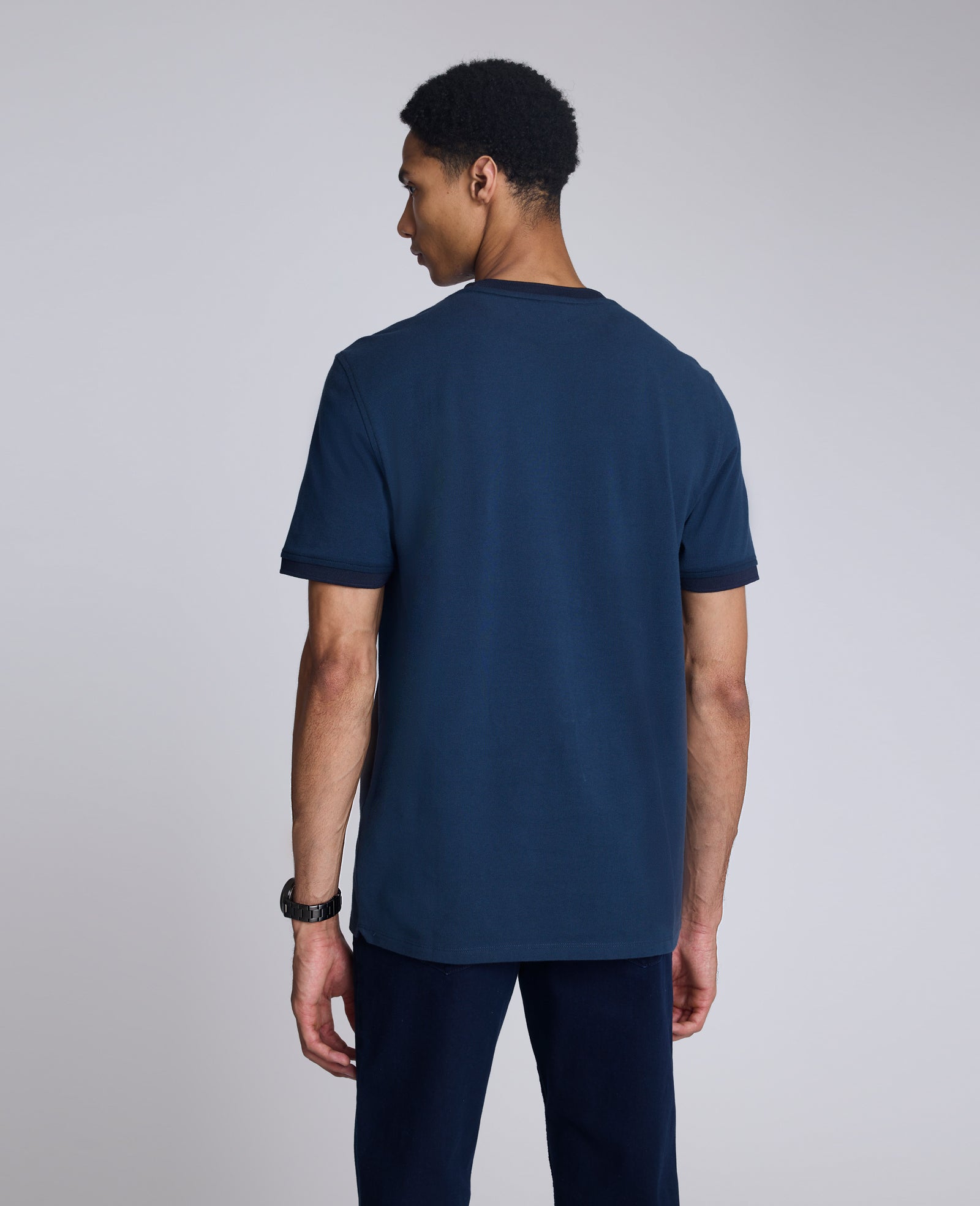 Ribbed Crewneck Tee: Blue, UPF 50 Cotton | Kenneth Cole | Kenneth Cole BLUE