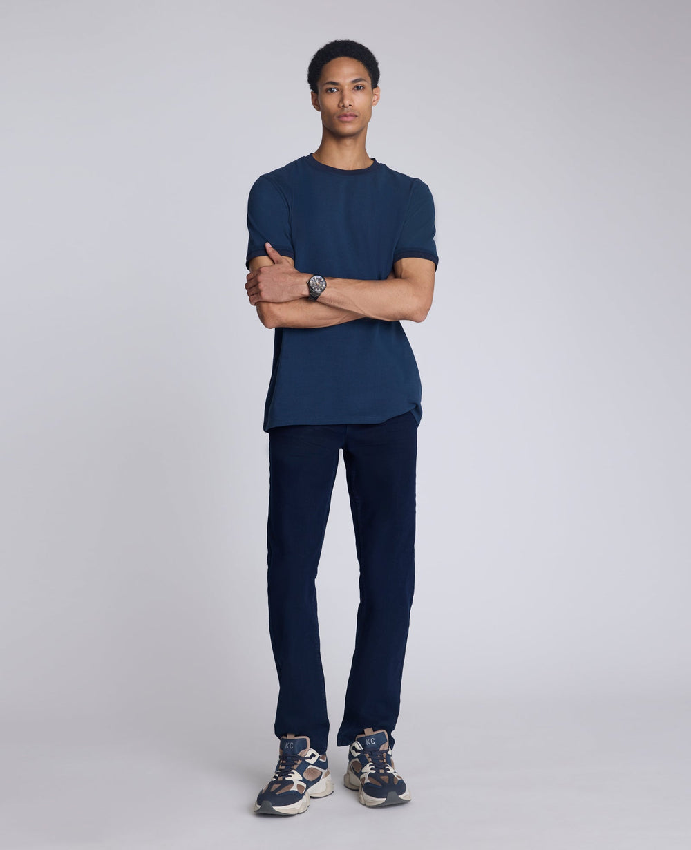 Ribbed Crewneck Tee: Blue, UPF 50 Cotton | Kenneth Cole | Kenneth Cole BLUE