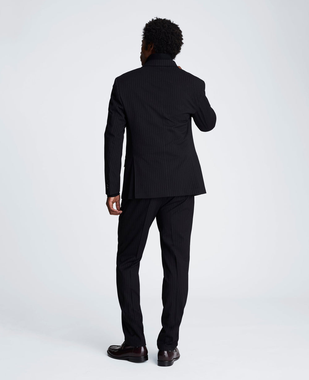 Ready Flex Slim-Fit Pinstripe Double-Breasted Suit | Kenneth Cole BLACK PINSTRIPE