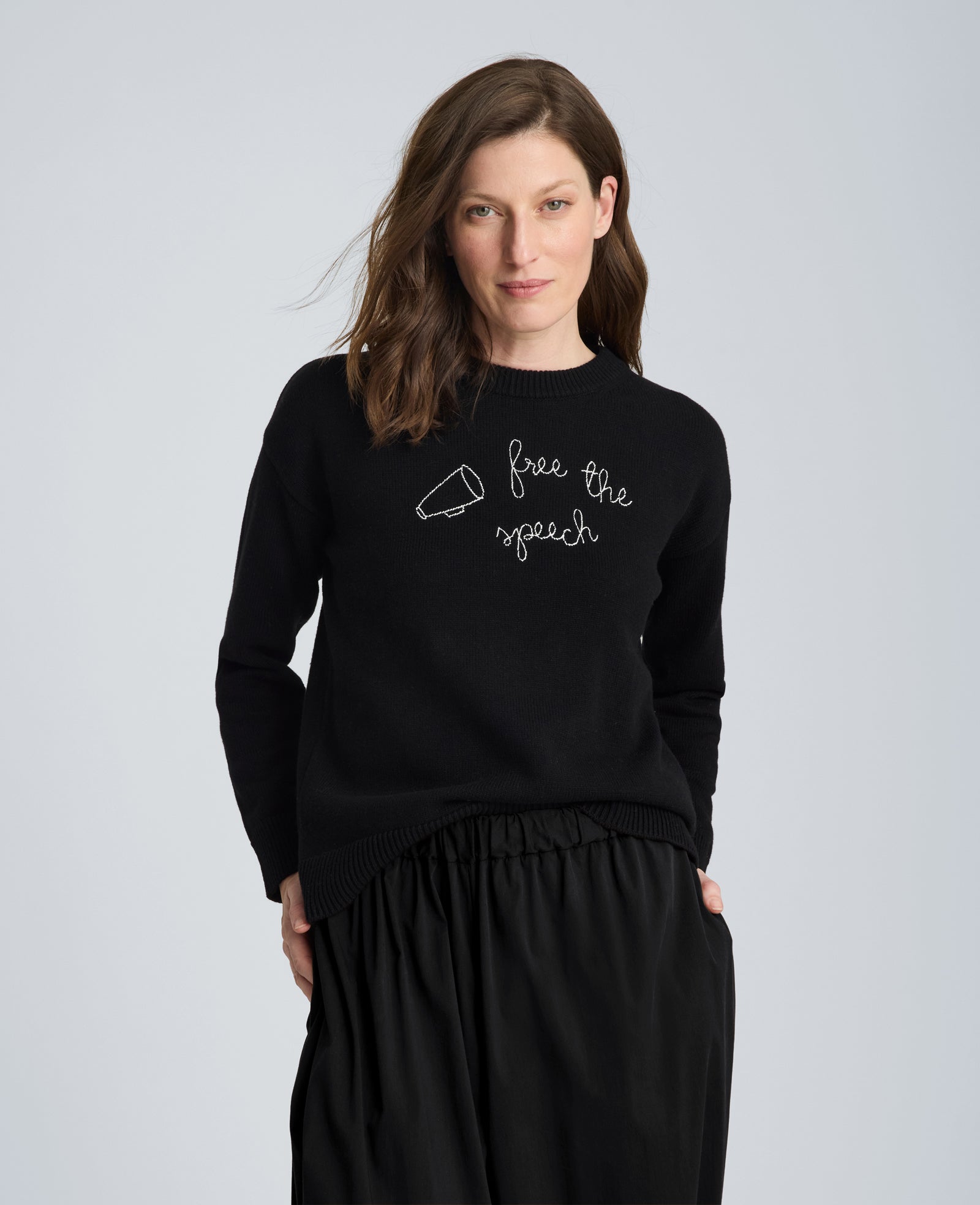 Shop Free The Speech Cotton Sweater, Black | Kenneth Cole | Kenneth Cole BLACK