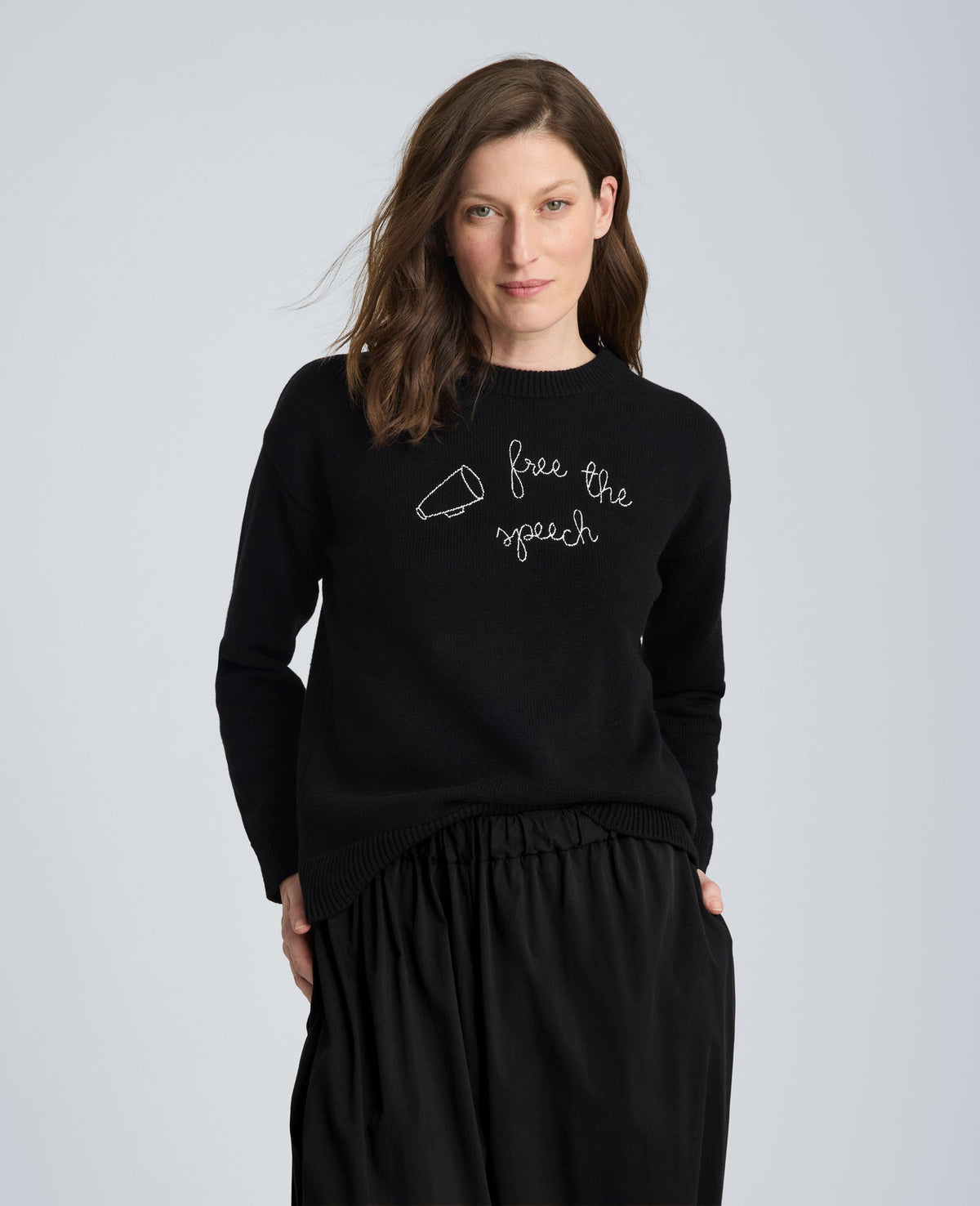 Shop Free The Speech Cotton Sweater, Black | Kenneth Cole | Kenneth Cole BLACK
