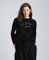 Shop Free The Speech Cotton Sweater, Black | Kenneth Cole | Kenneth Cole BLACK