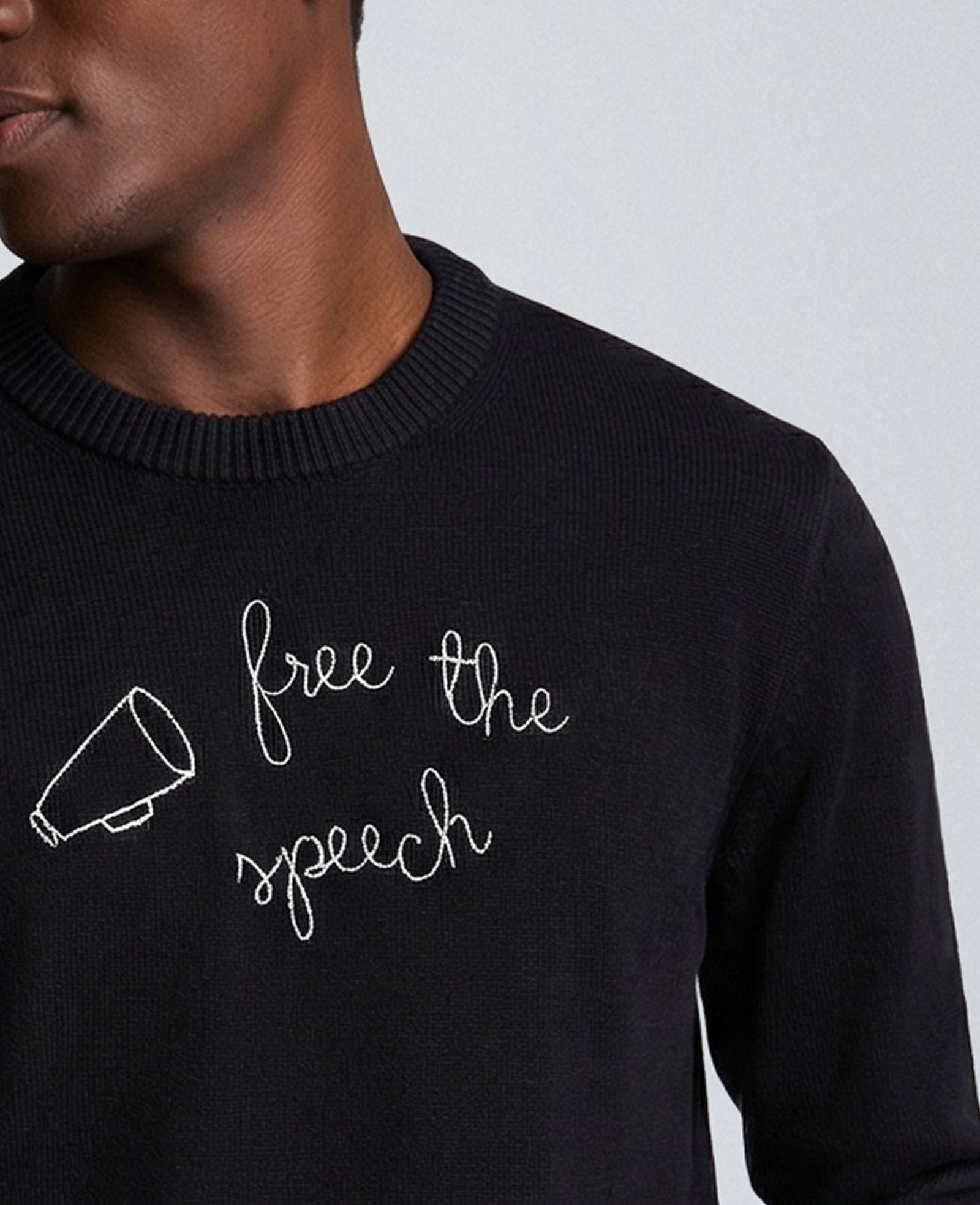 Shop Free The Speech Cotton Sweater, Black | Kenneth Cole | Kenneth Cole BLACK