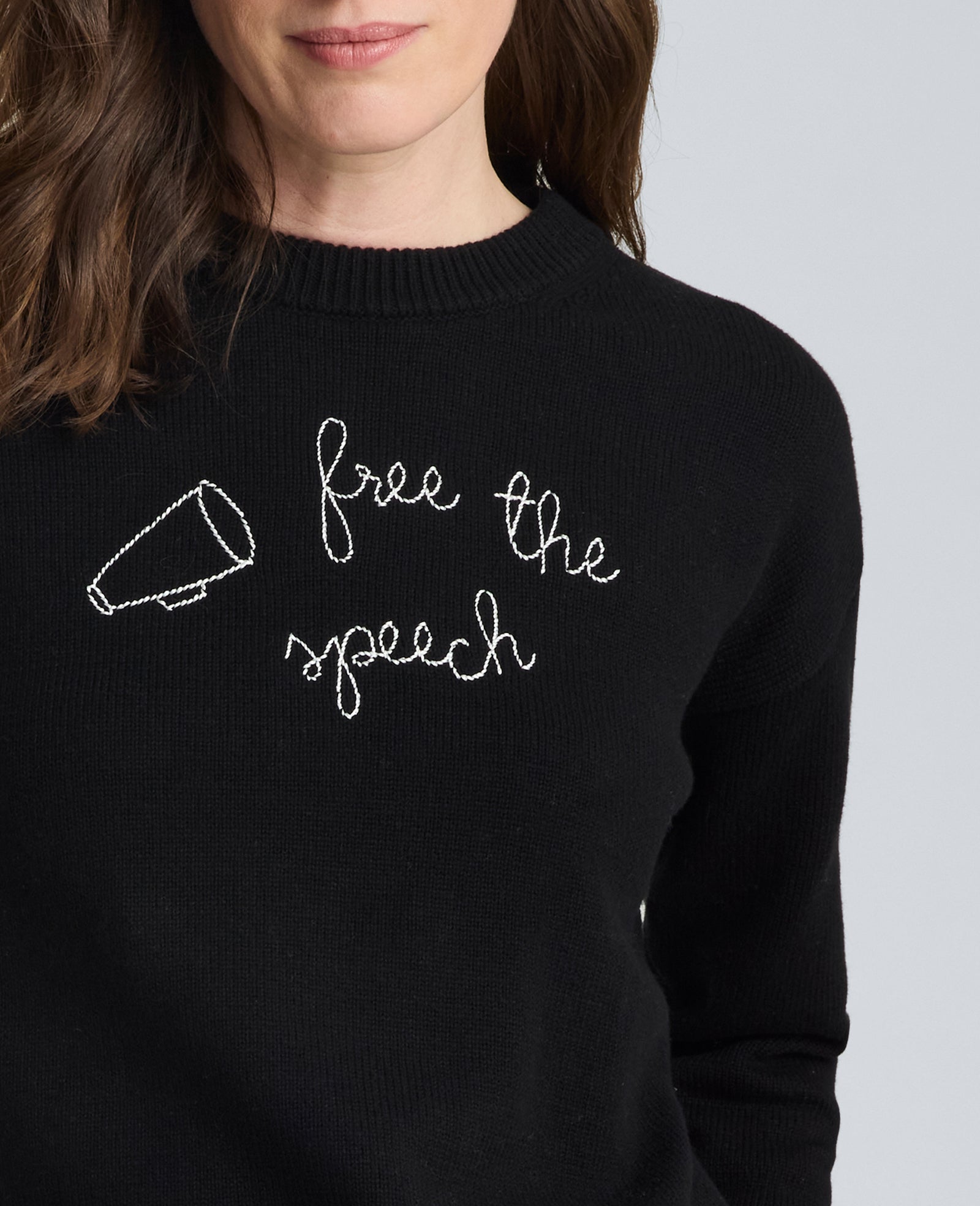 Shop Free The Speech Cotton Sweater, Black | Kenneth Cole | Kenneth Cole BLACK