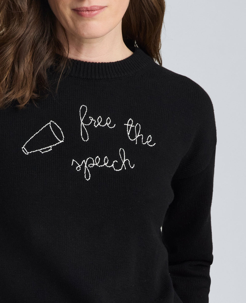 Shop Free The Speech Cotton Sweater, Black | Kenneth Cole | Kenneth Cole BLACK