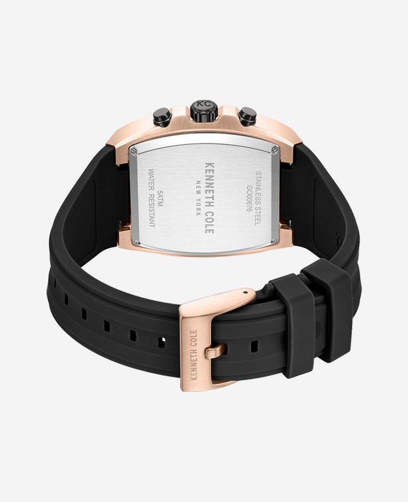 Shop Chronograph Sport Watch – Rose Gold & Silicone | KC | Kenneth Cole GUN