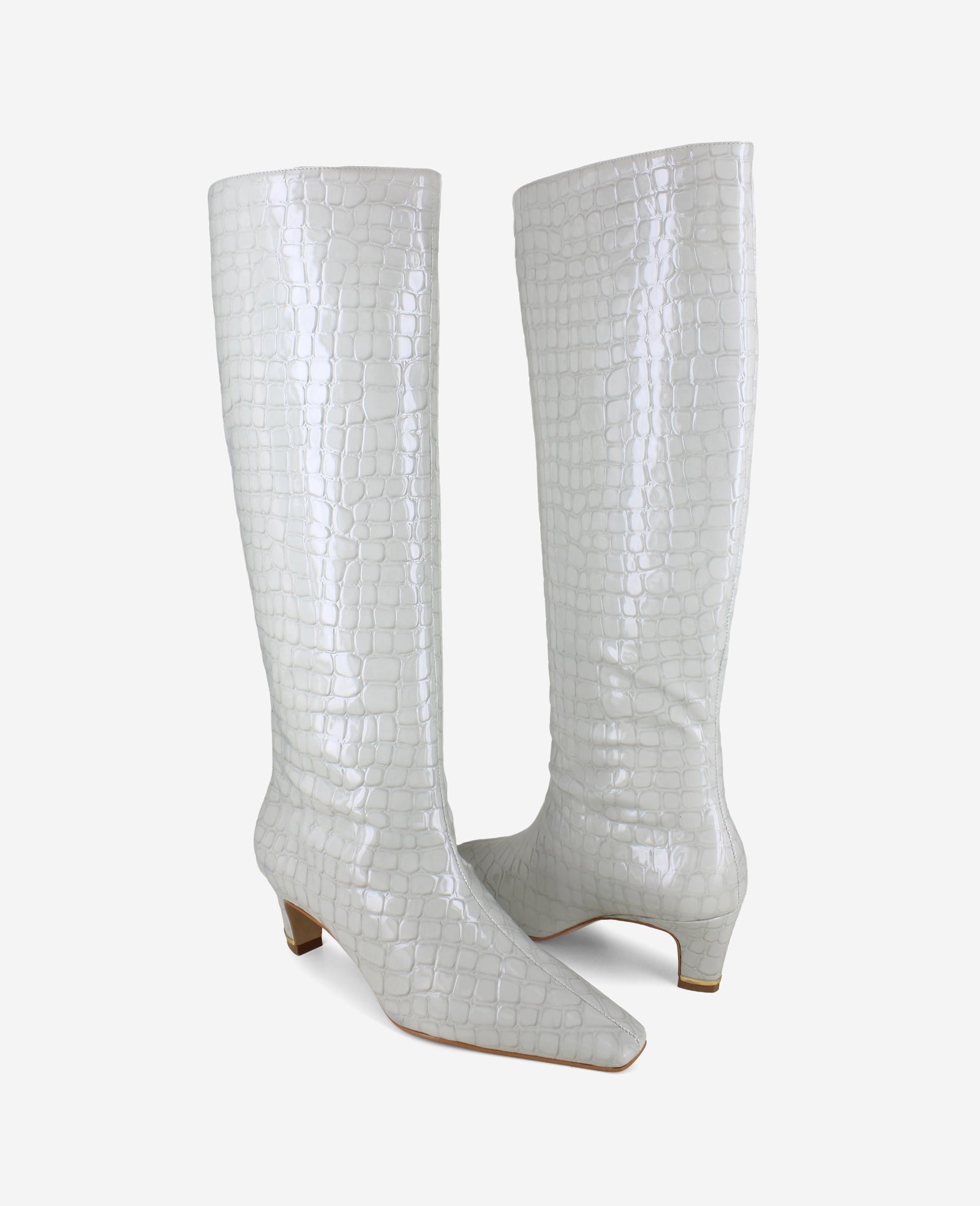 Rubia Light Grey Croco Patent Tall Boot | Kenneth Cole | Kenneth Cole LIGHT GREY CROCO