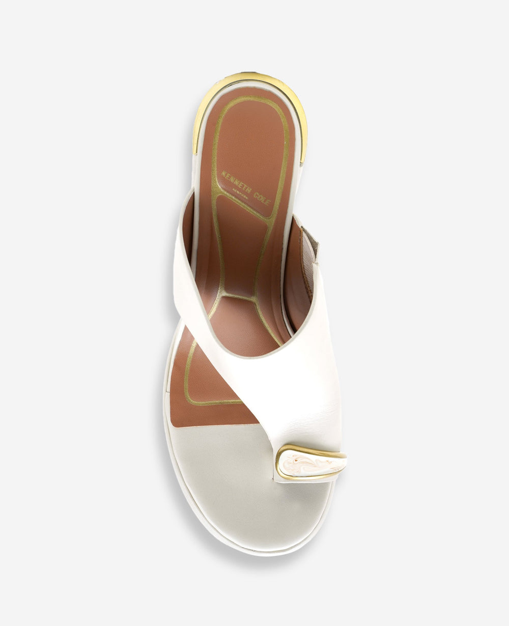 Syndika Leather Stone Toe Ring Heeled Sandal | Kenneth Cole ECRU LEATHER