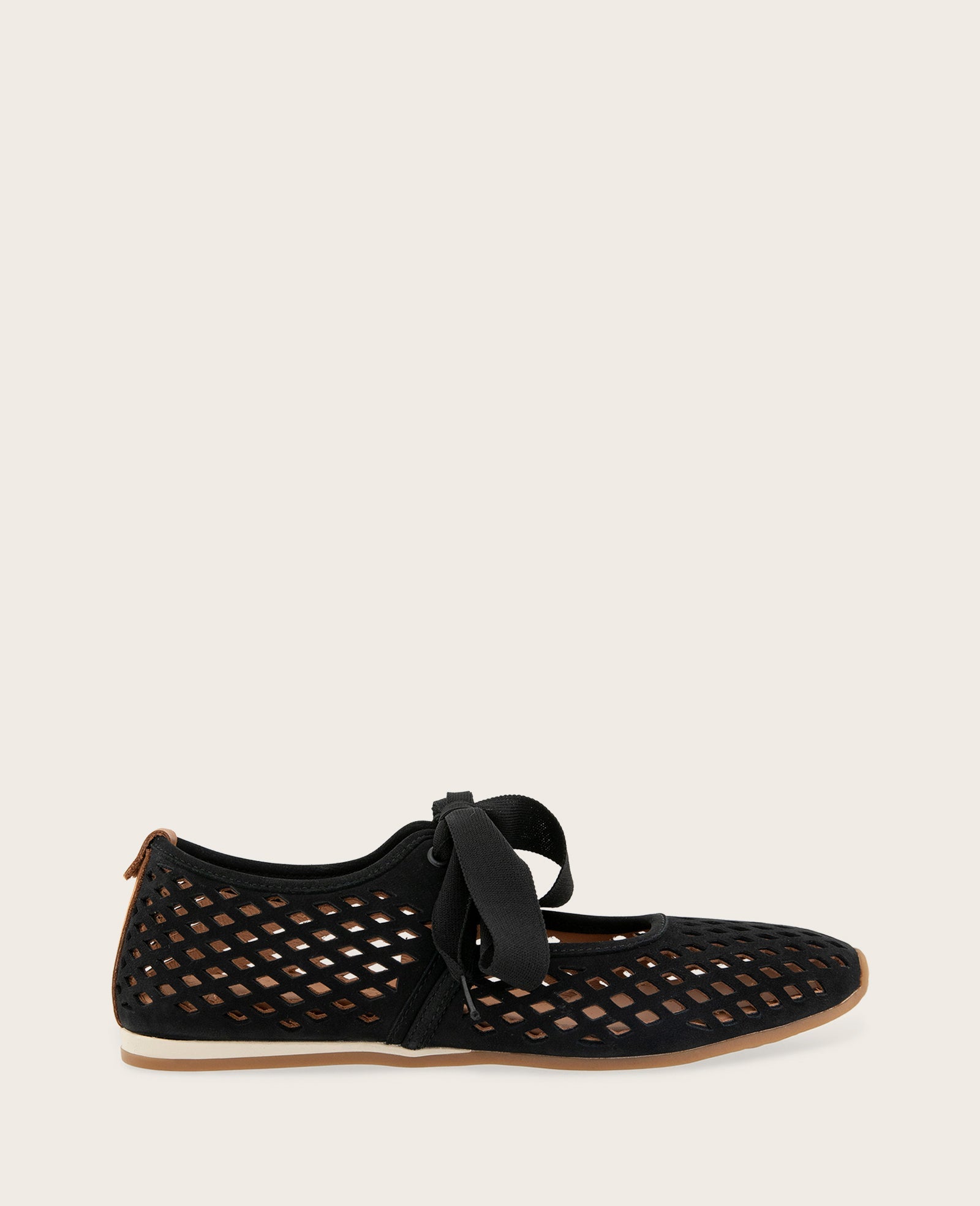 GENTLE SOULS - Annalise Perforated Nubuck Ribbon Tie Ballet Sneaker | Kenneth Cole BLACK NUBUCK