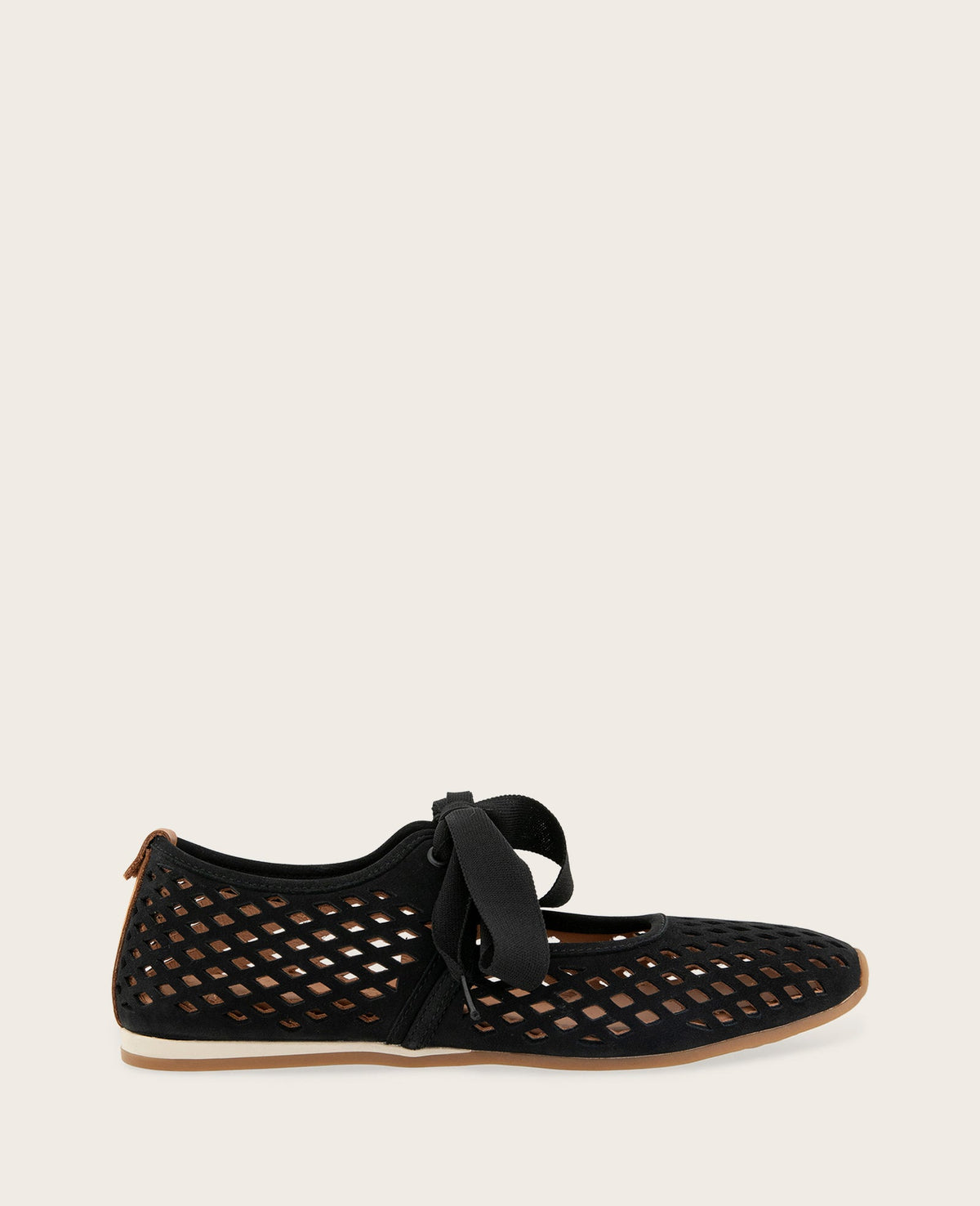 GENTLE SOULS - Annalise Perforated Nubuck Ribbon Tie Ballet Sneaker | Kenneth Cole BLACK NUBUCK