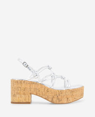 Shop Essa Silver Metallic Cork Platform Sandal | KC Reaction | Kenneth Cole SILVER METALLIC