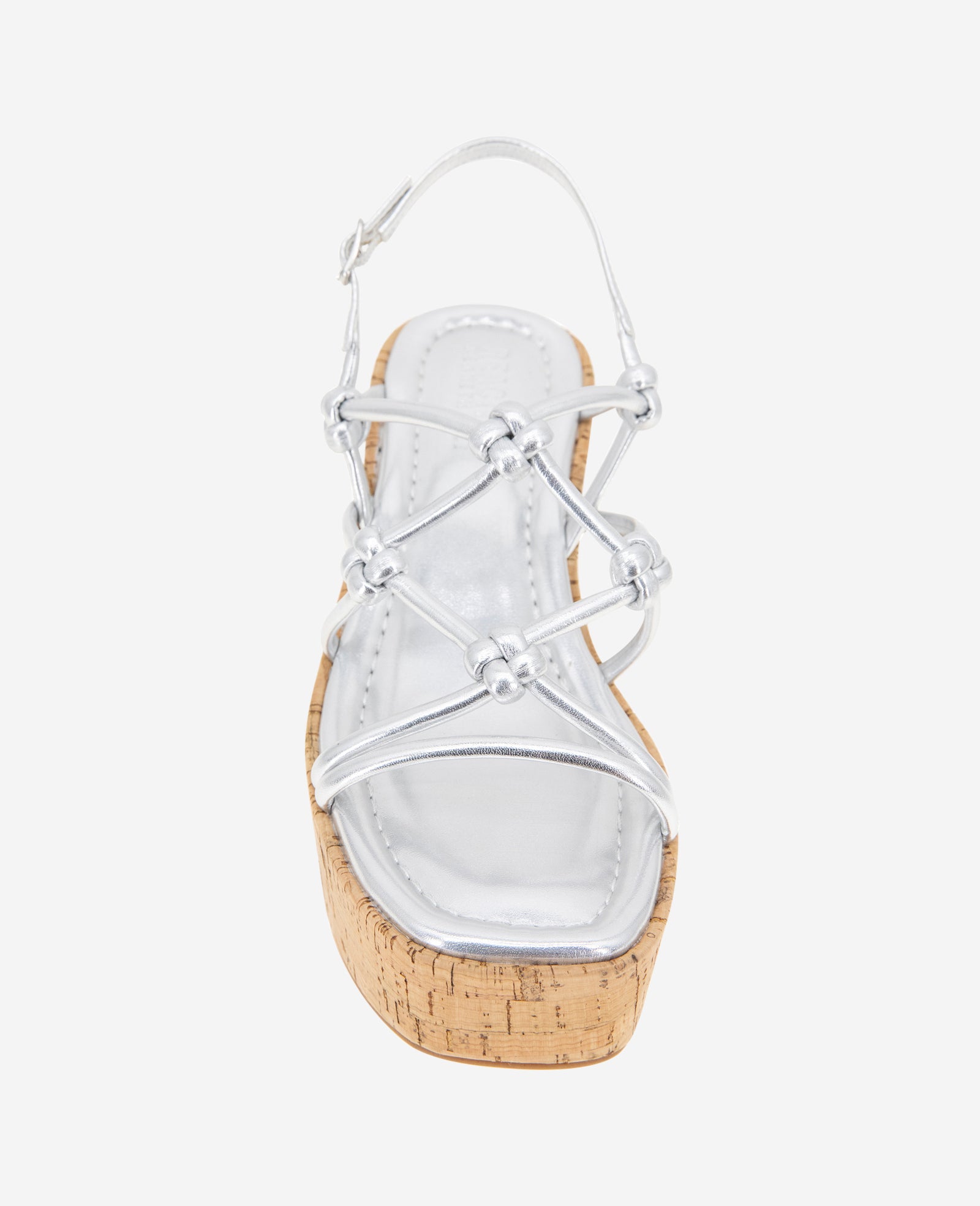 Shop Essa Silver Metallic Cork Platform Sandal | KC Reaction | Kenneth Cole SILVER METALLIC