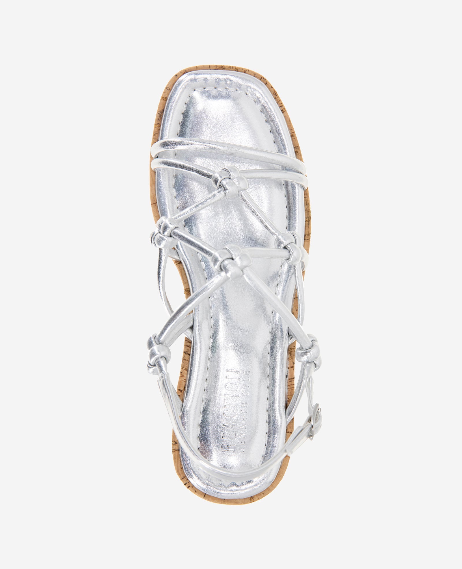 Shop Essa Silver Metallic Cork Platform Sandal | KC Reaction | Kenneth Cole SILVER METALLIC