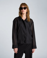 Collared Sheer Bomber Jacket | Kenneth Cole BLACK
