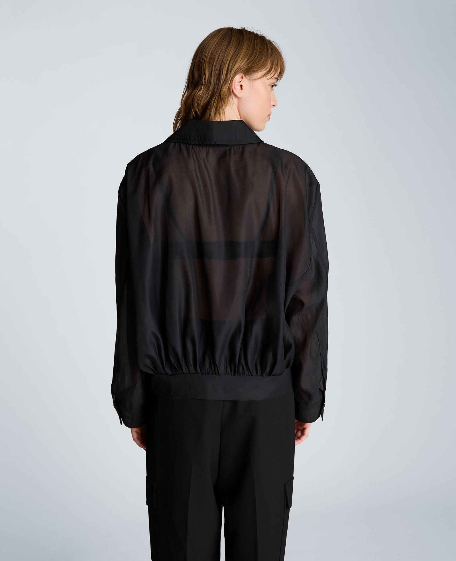 Collared Sheer Bomber Jacket | Kenneth Cole BLACK
