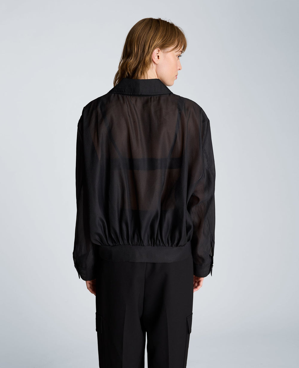 Collared Sheer Bomber Jacket | Kenneth Cole BLACK