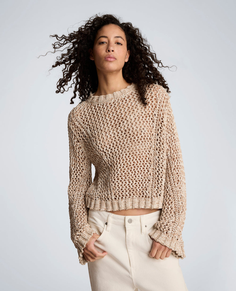 Two Tone Open Stitch Pullover – Taupe/White | Kenneth Cole | Kenneth Cole TIMELESS TAUPE/PURE WHITE