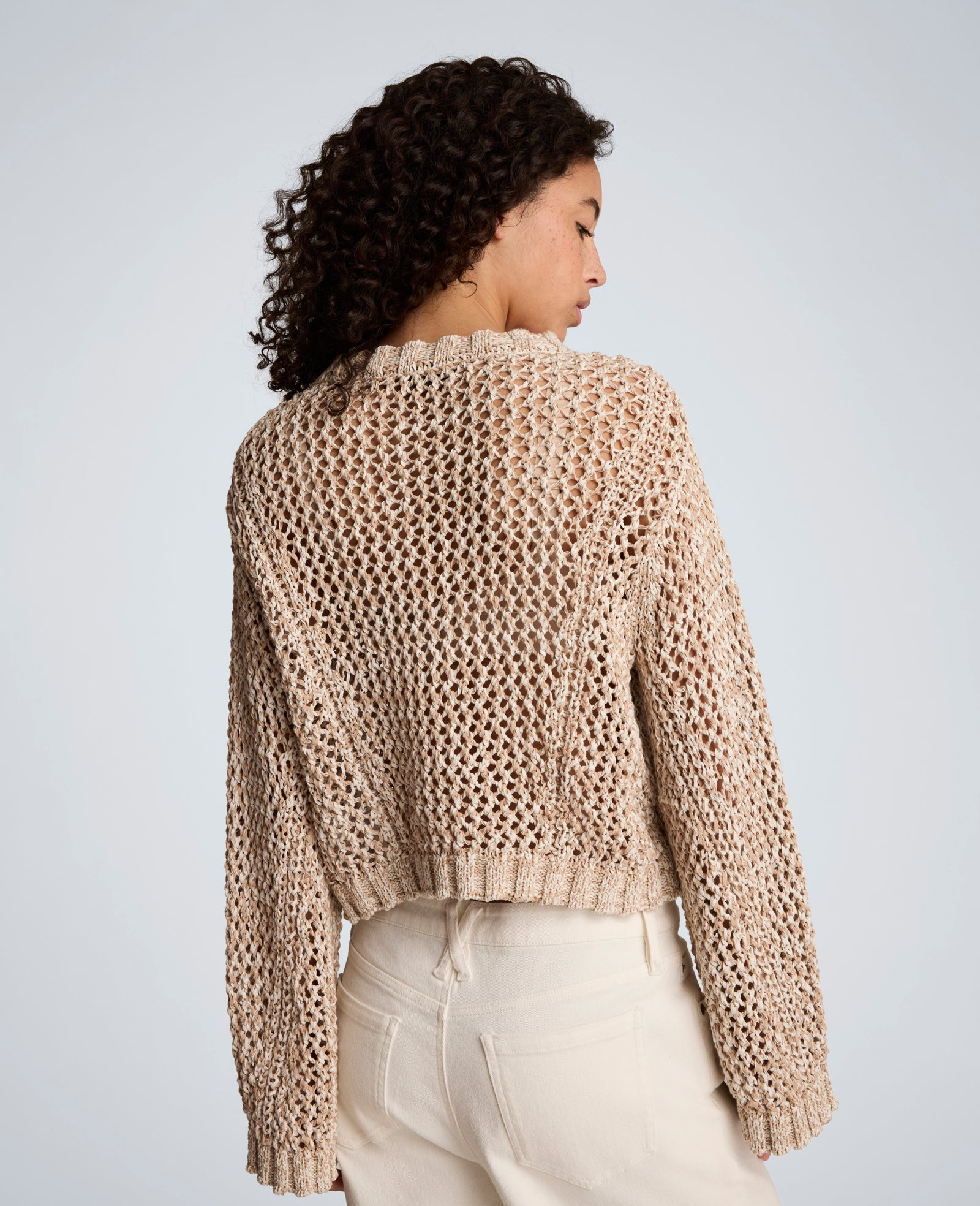 Two Tone Open Stitch Pullover – Taupe/White | Kenneth Cole | Kenneth Cole TIMELESS TAUPE/PURE WHITE