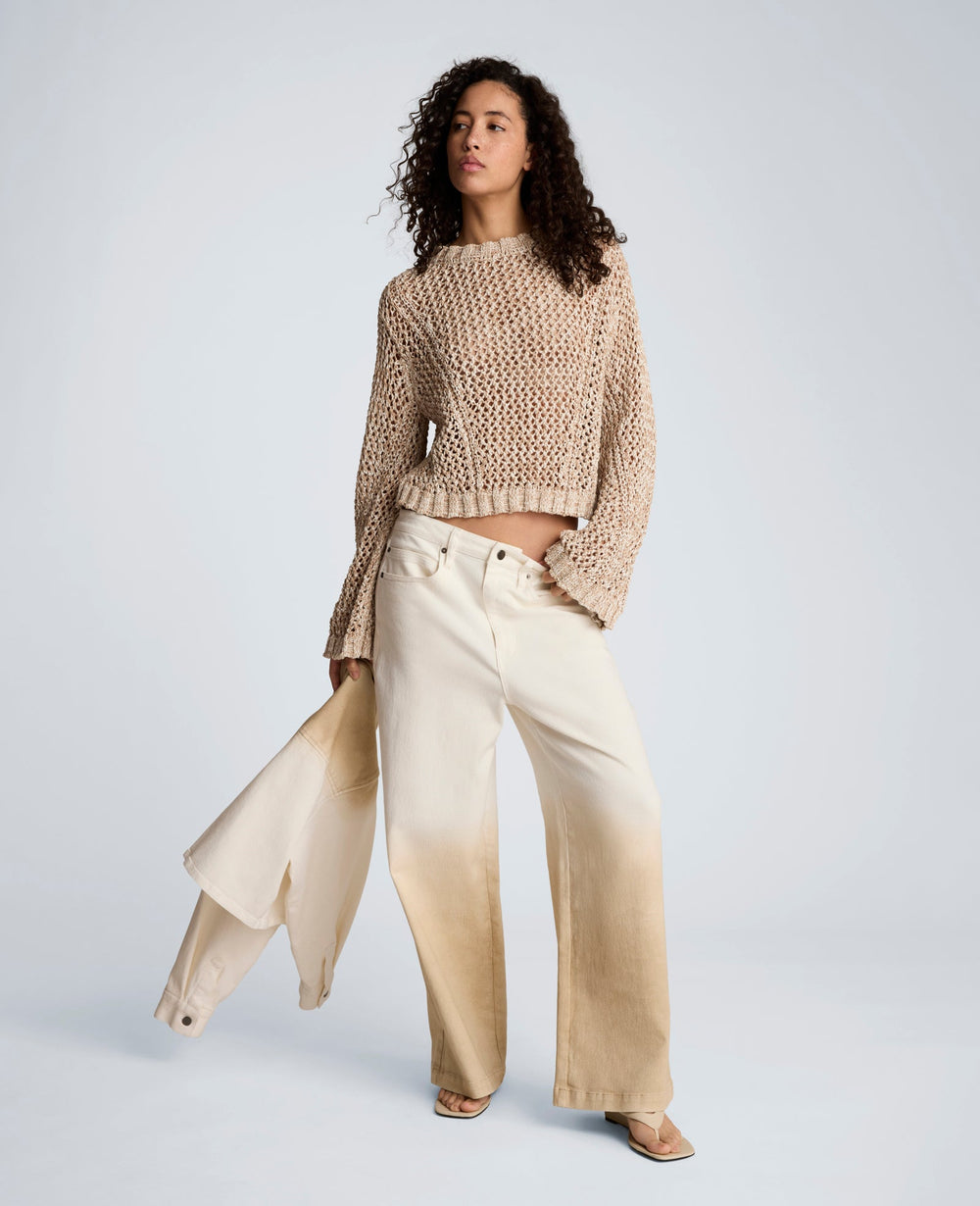Two Tone Open Stitch Pullover – Taupe/White | Kenneth Cole | Kenneth Cole TIMELESS TAUPE/PURE WHITE