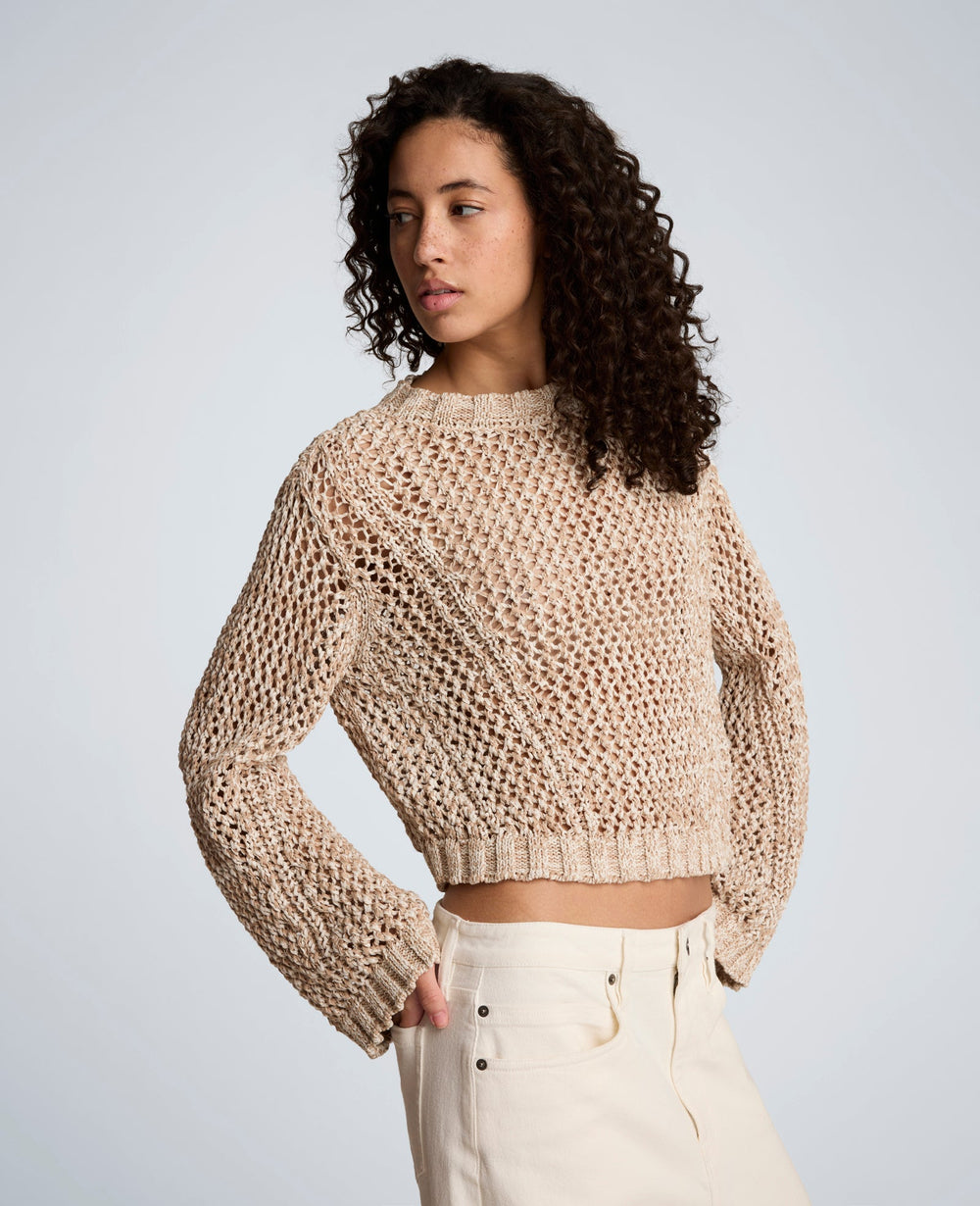 Two Tone Open Stitch Pullover – Taupe/White | Kenneth Cole | Kenneth Cole TIMELESS TAUPE/PURE WHITE