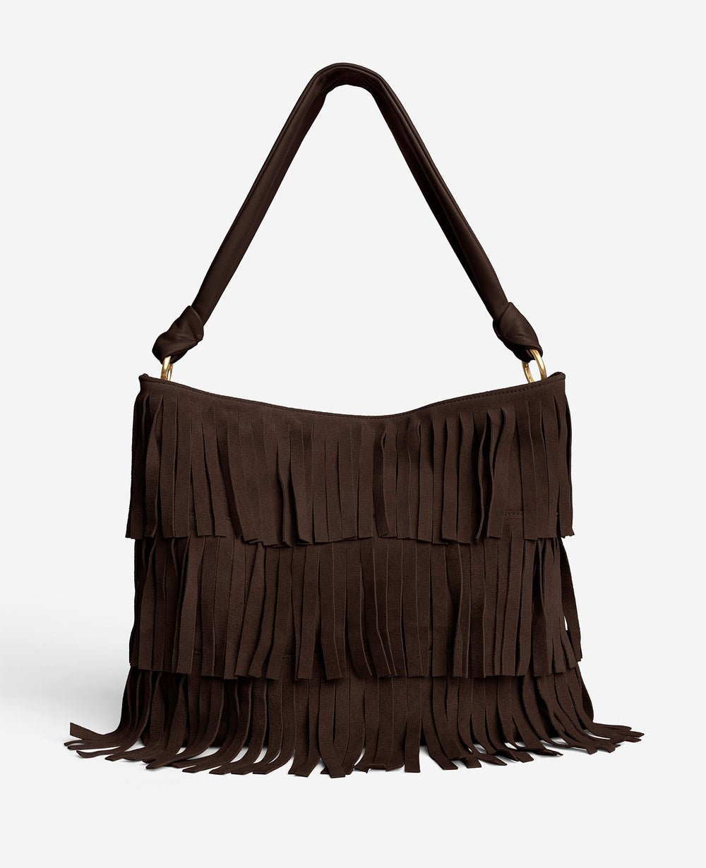 Fringe Slouch Hobo Bag | Kenneth Cole DARK BROWN