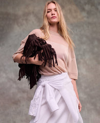 Fringe Slouch Hobo Bag | Kenneth Cole DARK BROWN